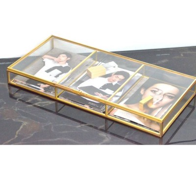 gold decorative storage luxury gift glass trinket box  USB prints packaging for photography