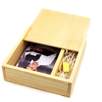 manufacturer luxury wedding packing crafts boxes  sliding lid plain  pine 5x7" wooden photo box