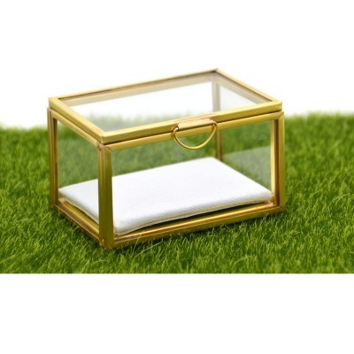 wholesale Wedding Gift or Photographer glass brass linen photo box with usb