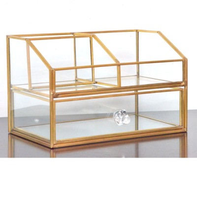 Home New glass brass acrylic handle Clear Brushes Holder makeup storage organizer